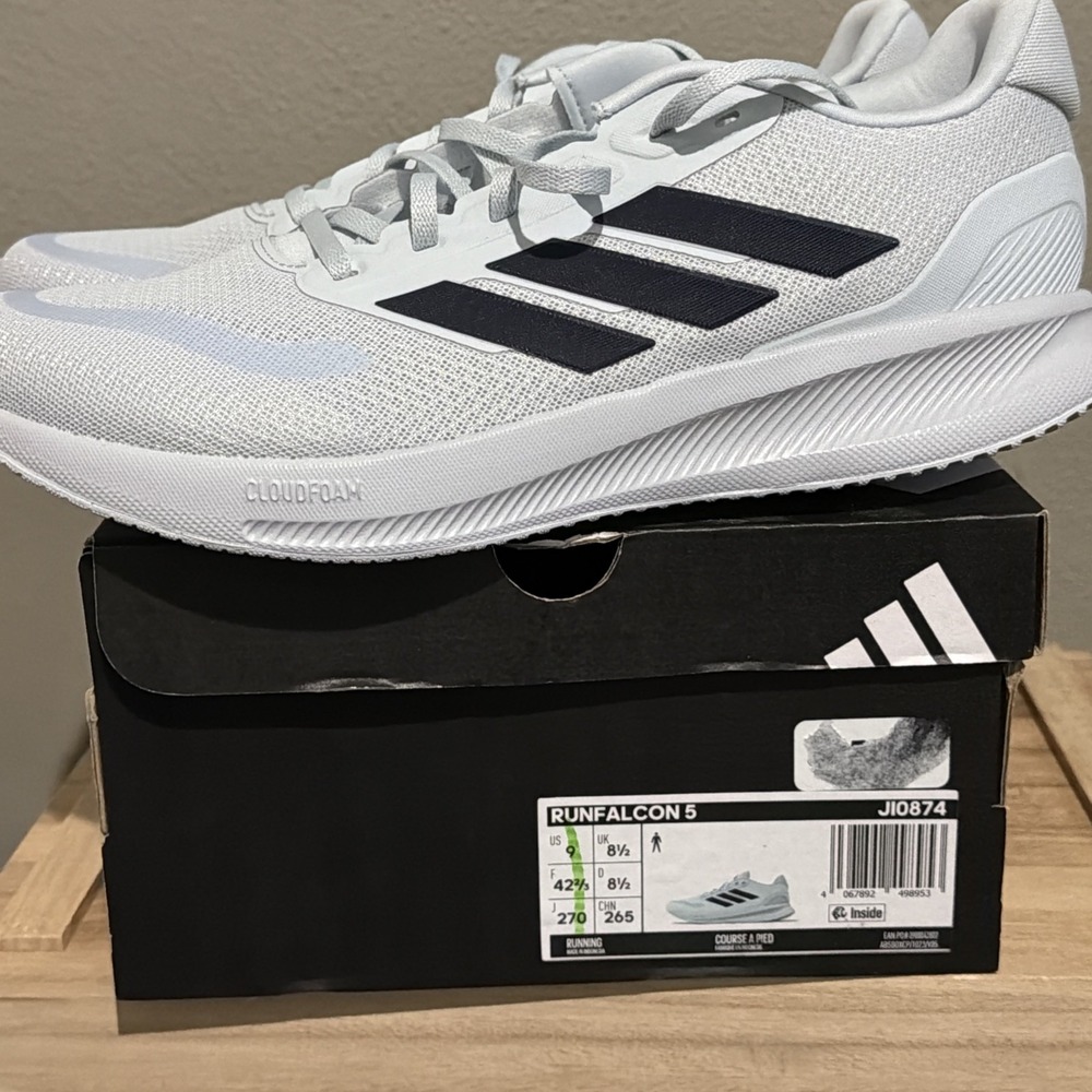 Adidas Run Falcon 5 mens size 9 JI0874 Blue Grey Running Shoes New